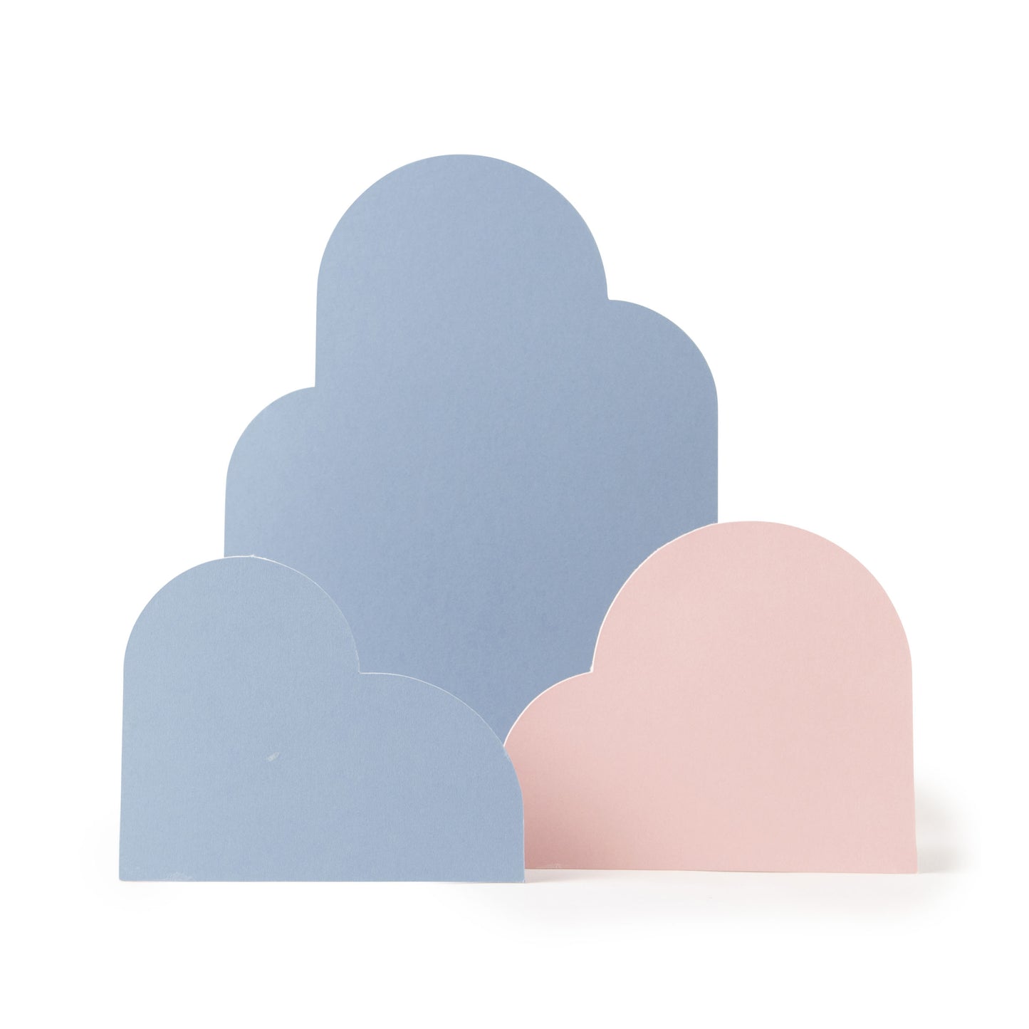 A set of three cloud shaped props for use in photo and video shoots