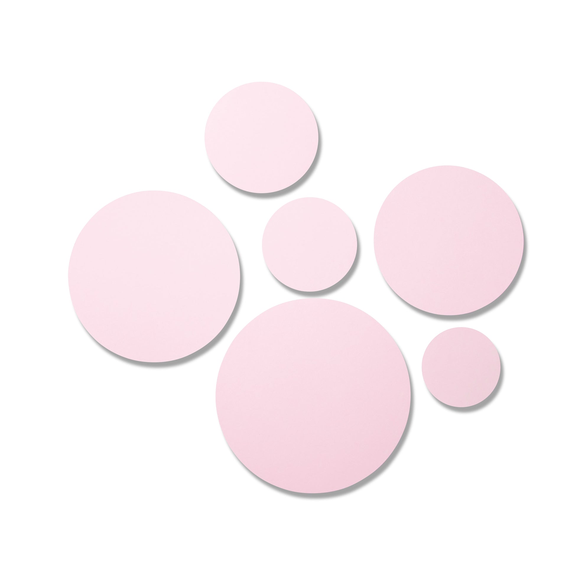 A set of six round stackable props for photography and film